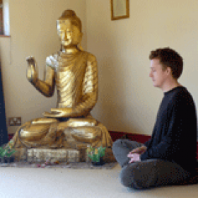 meditater in small shrine room Greenstreete